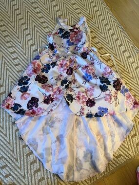 Girl’s Formal Floral Dress with Beaded Waist
